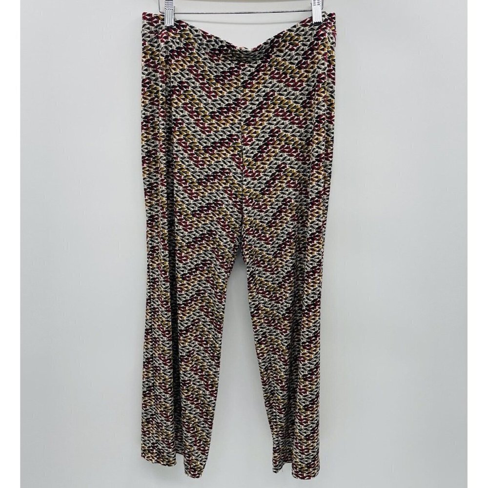 NY Collection Womens Large Printed Pull On Wide Leg Jersey Knit Stretch Pants